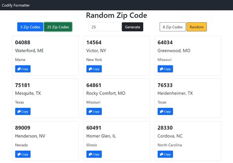 what are some fake zip codes